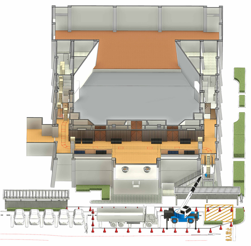 藤枝市民会館　搬入計画パース